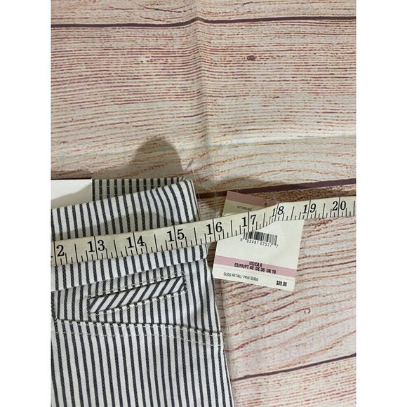 NWT Anne Klein Women's Stripe Slim Crop Casual Pants - 6 - Picture 6 of 13